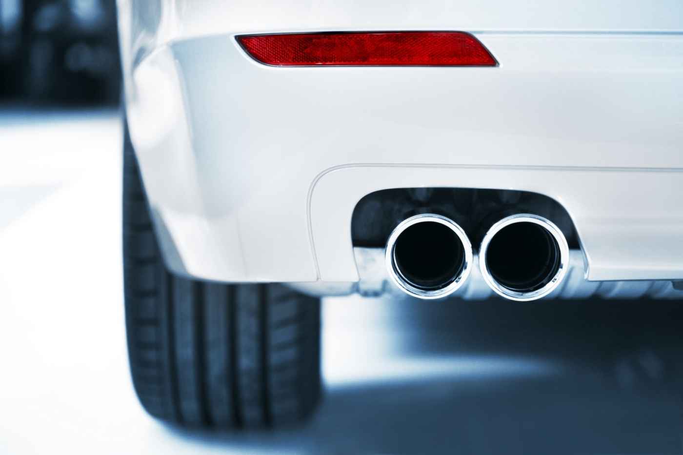 Exhaust and red light car exhaust and red light